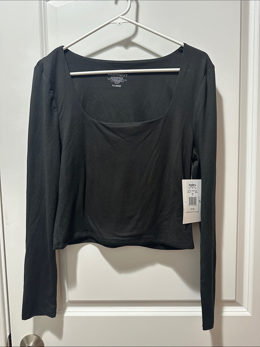 Rampage Black Long Sleeve Scoop Neck Crop Top